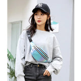 Pink Holographic Fanny Pack Hologram Waist Bag Laser PU Beach Trave...