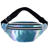 Pink Holographic Fanny Pack Hologram Waist Bag Laser PU Beach Trave...