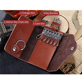 Pink Leather Key Holder Organizer Zipper Ring Case