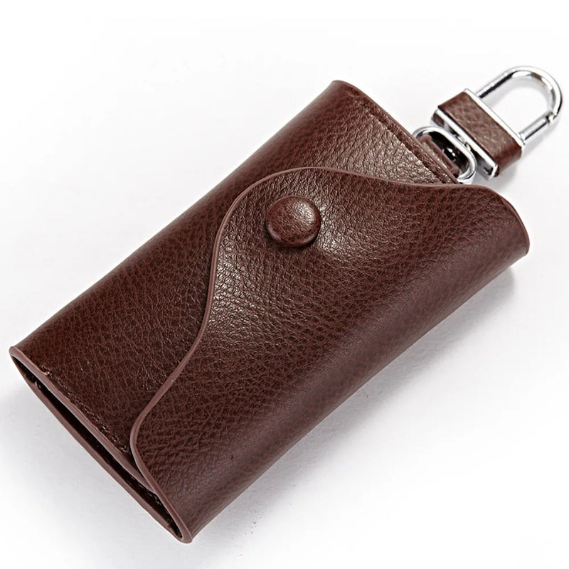 Pink Leather Key Holder Organizer Zipper Ring Case