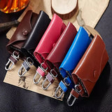 Pink Leather Key Holder Organizer Zipper Ring Case