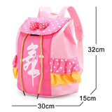 Girls Ballet Dance Bag School Backpack Dot Bow Lace Tiered Ruffle