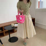 Pink Leopard Pattern Canvas Shoulder Bags for Women Large Capacity