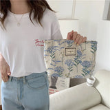Pink Leopard Print Women's Cosmetic Bag Retro Flower Ladies Small Clutch