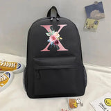 Pink Letter Print Backpack Travel Women Casual Backpacks Female Shoulder Bag