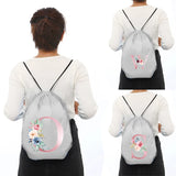 Pink Letter Print Sports Bag Drawstring Backpack Women Waterproof