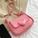 Pink Love Clasp PU Leather Women Handbag Clutch Messenger Bag