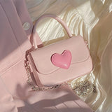 Pink Love Heart Chain Shoulder Bag Lady Phone Purse Handbags