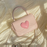 Pink Love Heart Women Chain Small Square Shoulder Bag Lady Phone Purse Handbags
