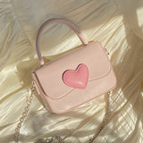 Pink Love Heart Chain Shoulder Bag Lady Phone Purse Handbags