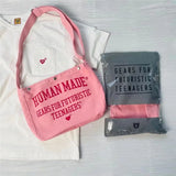 Pink Canvas Backpack Snap Buckle Human Bag High 35*26*5