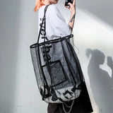 Pink Mesh Shoulder Bag Women Large High Capacity Shopping Handbags