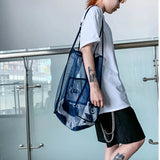 Pink Mesh Shoulder Bag Women Large High Capacity Shopping Handbags