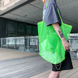 Pink Mesh Shoulder Bag Women Large High Capacity Shopping Handbags