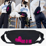 Pink Mom Letter Print Waist Bags Chest Bags Unisex Shoulder Crossbody Bag