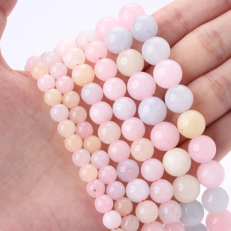 Pink Morganite Chalcedony Stone Bead Round Spacer Beads 6/8/10mm