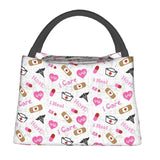 Pink Nurse Life Insulated Lunch Tote Bag for Women Nursing Medical Print