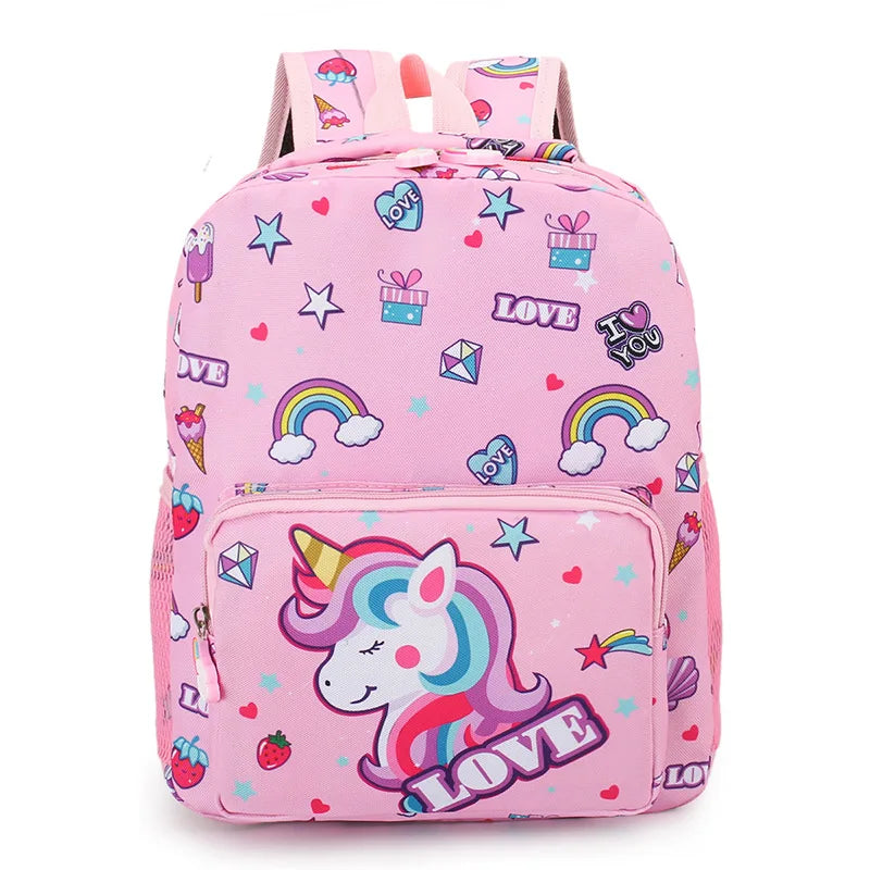 Pink Nylon Printing Children Backpack Kindergarten Student Purple Cartoon Girl S