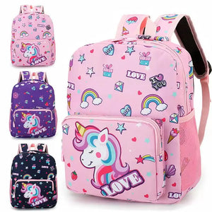 Pink Nylon Printing Children Backpack Kindergarten Student Purple Cartoon Girl S