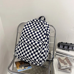 Pink Plaid Backpack Women School Bag Men Checked Backpacks for Teenage Girls