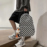 Pink Plaid Backpack Women School Bag Men Checked Backpacks for Teenage Girls