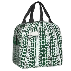 Pink Polka Dot Yayoi Kusama Abstract Art Insulated Lunch Tote Bag
