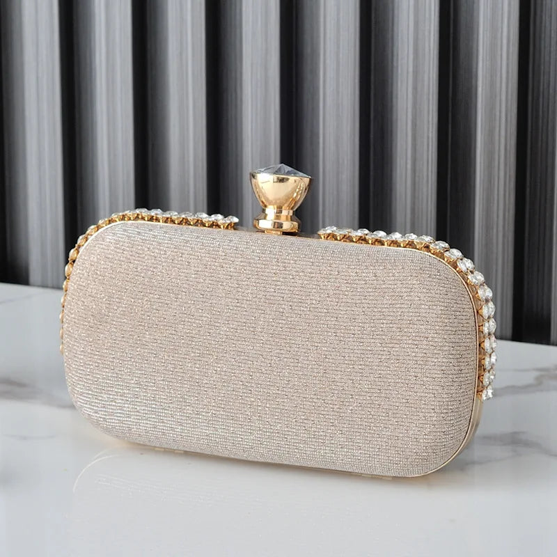 Pink Crossbody Handbag Diamond Clutch Crystal Wedding Bag