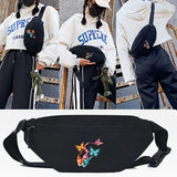 Pink Red Butterfly Printing Waist Bags Chest Pack Unisex Running Belt Sports Bag