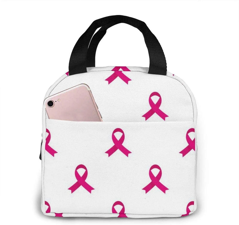 Pink Ribbon Breast Cancer Pattern Lunch Bag