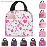 Pink Ribbon Breast Cancer Pattern Lunch Bag