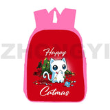 Pink Santa Claus Backpack 3D Anime Merry Christmas School Bag