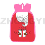 Pink Santa Claus Backpack 3D Anime Merry Christmas School Bag