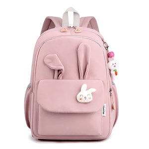 Pink Rabbit Girls School Backpack Waterproof Lightweight Student Bag