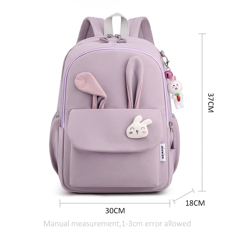 Pink Rabbit Girls School Backpack Waterproof Lightweight Student Bag