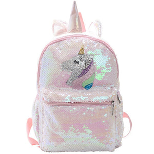 Pink Sequin Unicorn Backpack School Bag Girls 3D Student Mochila Book Bags