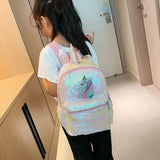 Pink Sequin Unicorn Backpack School Bag Girls 3D Student Mochila Book Bags