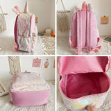 Pink Sequin Unicorn Backpack School Bag Girls 3D Student Mochila Book Bags