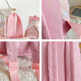 Pink Sequin Unicorn Backpack School Bag Girls 3D Student Mochila Book Bags