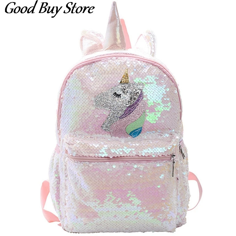 Pink Sequins Unicorn Satchel Student Bookbag School Bag