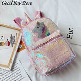Pink Sequins Unicorn Satchel Student Bookbag School Bag