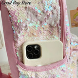 Pink Sequins Unicorn Satchel Student Bookbag School Bag