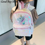Pink Sequins Unicorn Satchel Student Bookbag School Bag