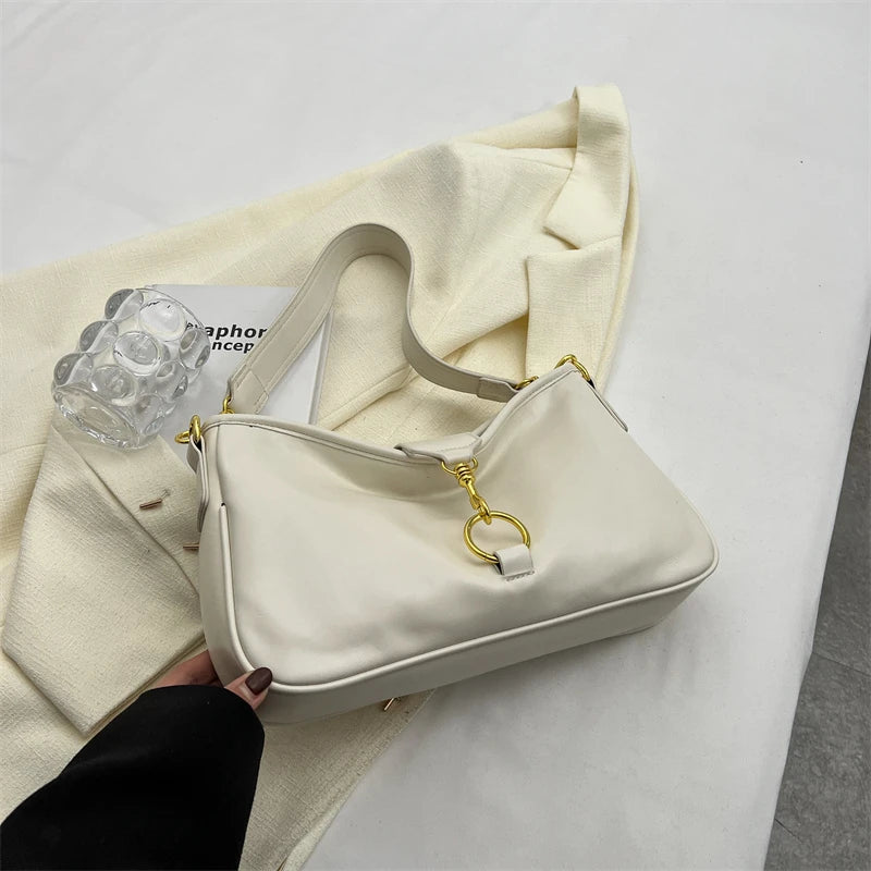 Pink Leather Shoulder Bag for Women Spring Crossbody Purse