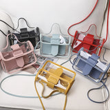 Pink Sugao Women Jelly Shoulder Bag Small Tote Crossbody Transparent Bag
