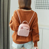 Pink Sweet Backpacks Students Fluffy Patchwork Multi-function Girls