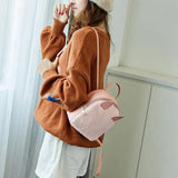 Pink Sweet Backpacks Students Fluffy Patchwork Multi-function Girls