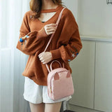 Pink Sweet Backpacks Students Fluffy Patchwork Multi-function Girls