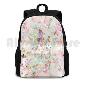 Pink Watercolor Vintage Flowers Pattern Outdoor Hiking Backpack