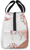 Pink Marble Glitter Lunch Bag Cooler Women Tote Insulated Lunch Box