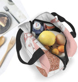 Pink Marble Glitter Lunch Bag Cooler Women Tote Insulated Lunch Box